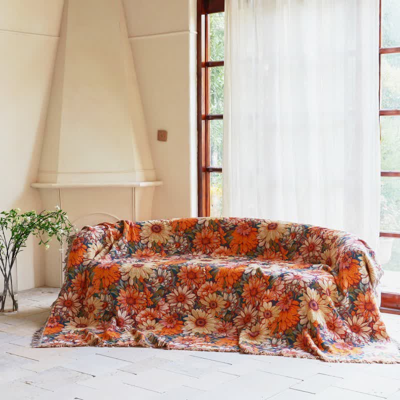 Blooming Sunflower Cotton Tassel Blanket - image 1