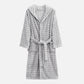 Simple Flannel Robe with Hood and Pockets - Light Gray - One Size - image 9
