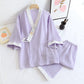 Butterfly Embroidered Cotton Gauze Kimono Loungewear - Light Purple - XL - image 16