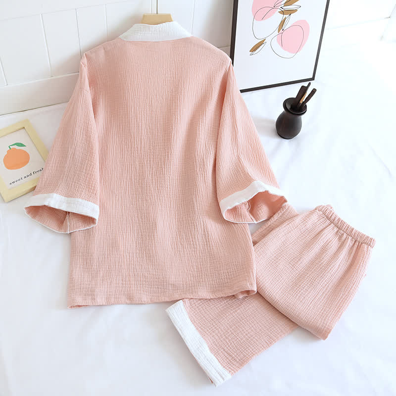 Butterfly Embroidered Cotton Gauze Kimono Loungewear - image 4