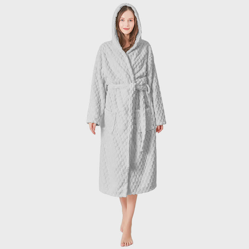Ownkot Soild Color Unisex Absorbent Hooded Robe - Light Gray - One size - image 10