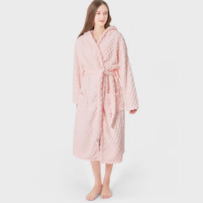Ownkot Soild Color Unisex Absorbent Hooded Robe - Light Pink - One size - image 3