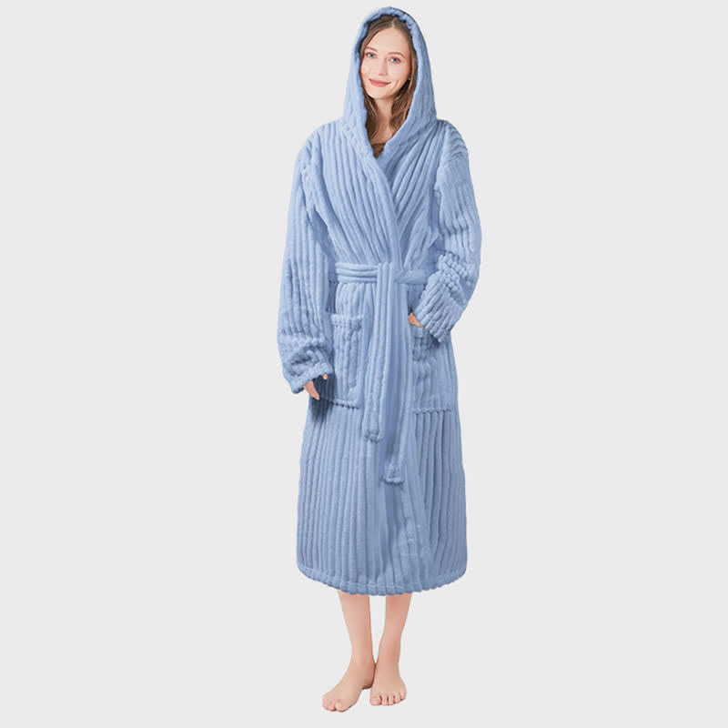 Ownkot Unisex Cloud-Soft Hooded Plush Robe - Dark Blue - One size - image 8