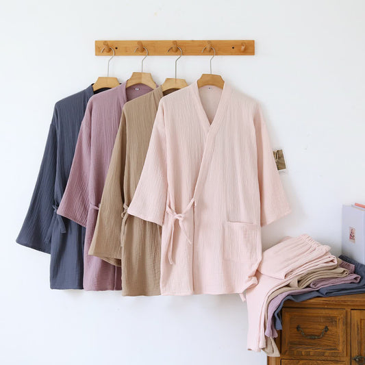 Unisex Minimalist Cotton Gauze Kimono Loungewear - image 0