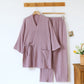 Unisex Minimalist Cotton Gauze Kimono Loungewear - Purple - Women XL - image 4
