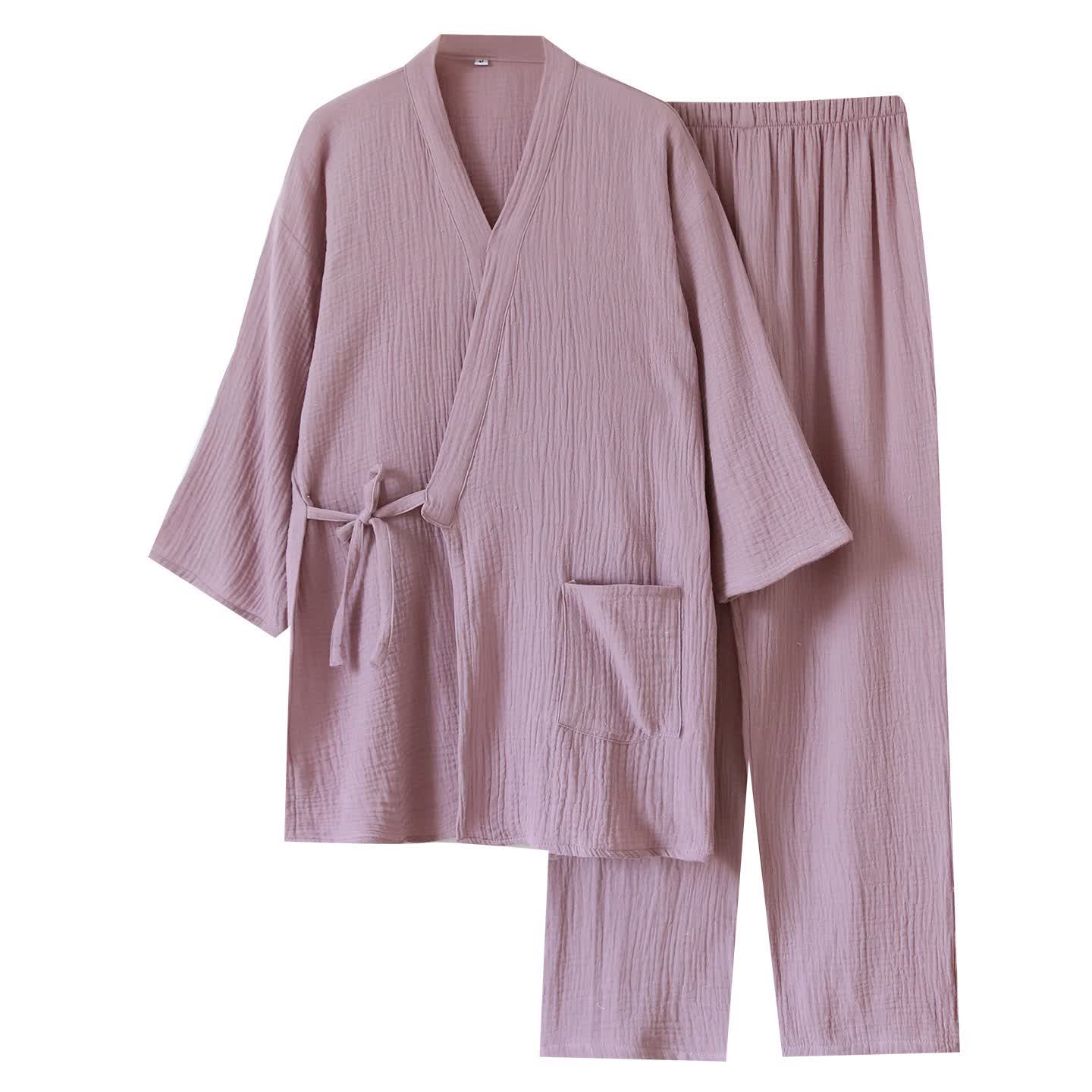 Unisex Minimalist Cotton Gauze Kimono Loungewear - image 12