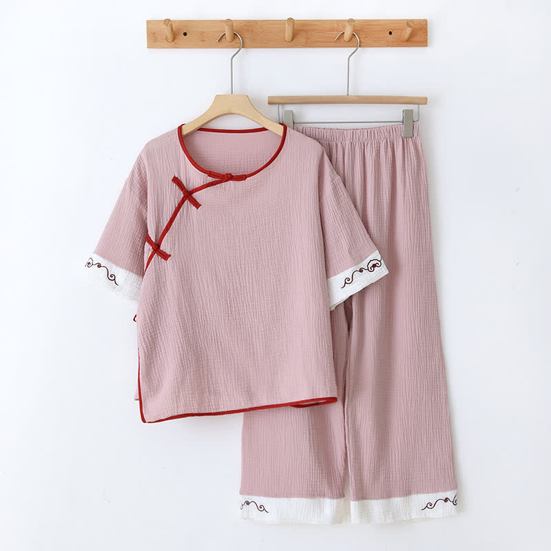 Oriental Style Cotton Gauze Kimono Loungewear - image 4