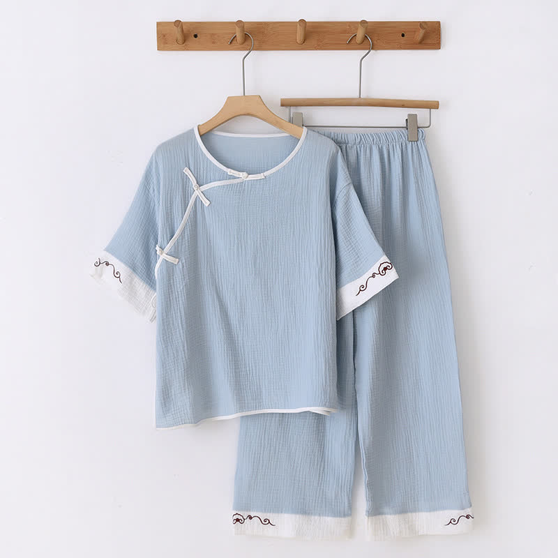 Oriental Style Cotton Gauze Kimono Loungewear - image 16