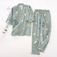 Couple Matching Cat Cotton Kimono Loungewear - Dark Green - Men - L - image 18