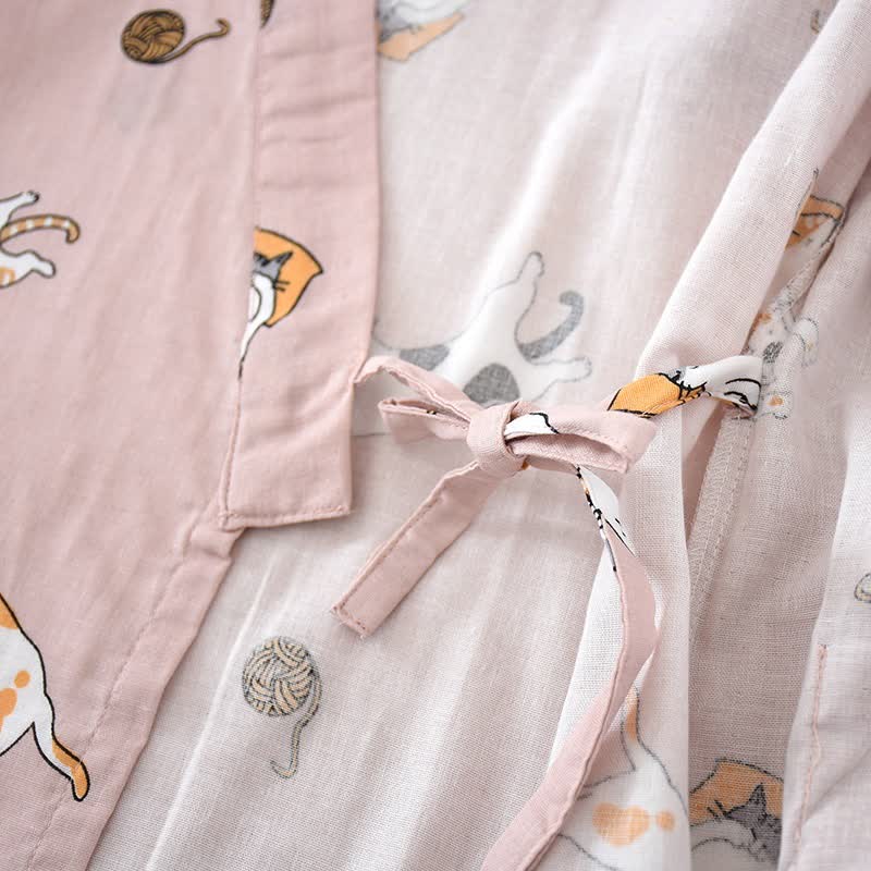 Couple Matching Cat Cotton Kimono Loungewear - image 16