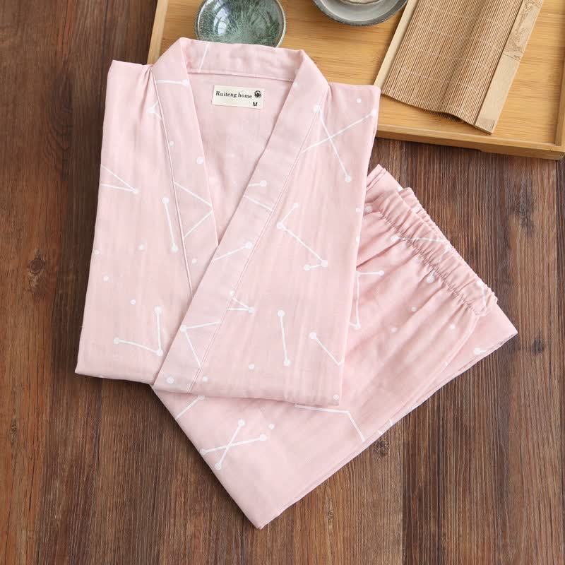 Couple Matching Line Cotton Kimono Loungewear - image 3