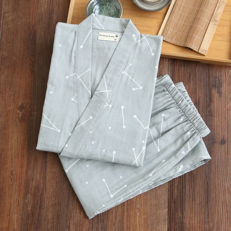 Couple Matching Line Cotton Kimono Loungewear - image 12