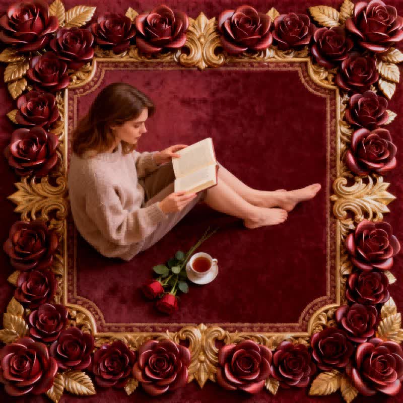 Ownkoti Romantic Rose Anti-slip 3D Effect Rug - image 2