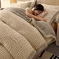 Stripe Knot Textured Plush Bedding Set - Coffee - Bedding Set (4PCS) - King - image 1