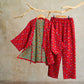 Ginkgo Organic Cotton Kimono Loungewear Set - Red & Green - XL - image 2
