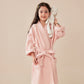Solid Waffle Weave Cotton Child Bathrobe - Pink - Child:145-160cm - image 4