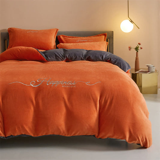 Happiness Embroidered Plush Bedding Set(4PCS) - image 1