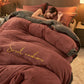 Sweet Home Printed Plush Bedding Set(4PCS) - Caramel - King - image 5