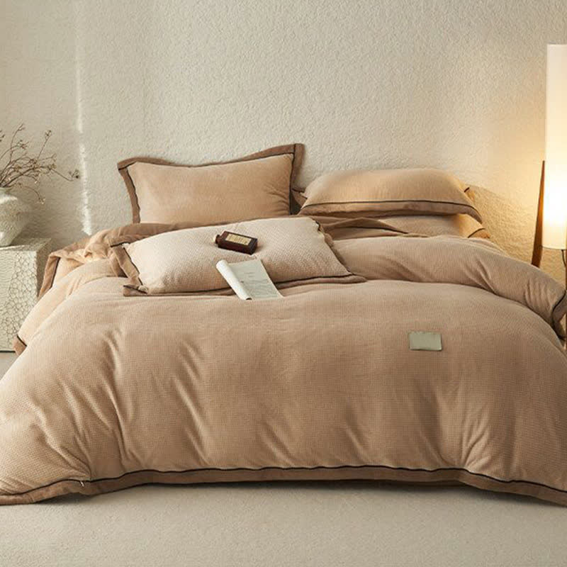 Waffle Textured  Reversible Plush Bedding Set(4PCS) - image 14