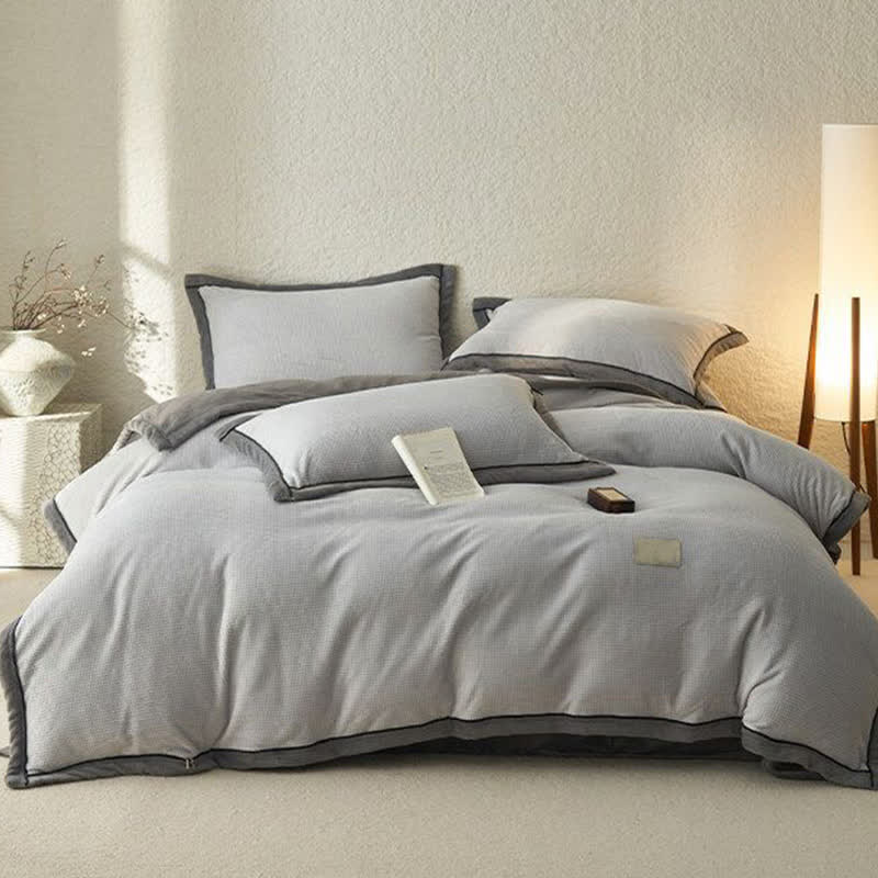 Waffle Textured  Reversible Plush Bedding Set(4PCS) - image 18