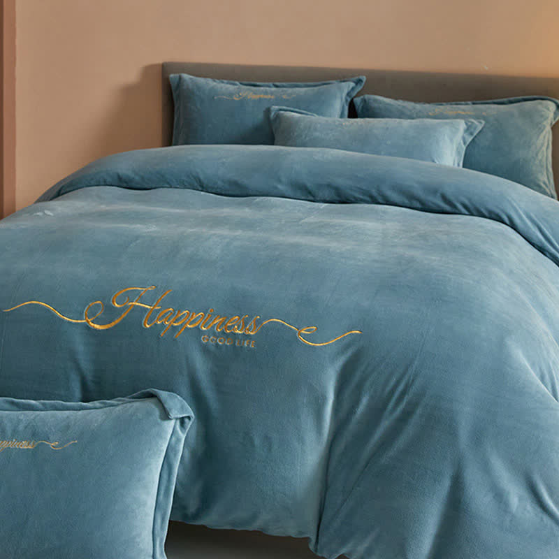 Happiness Embroidered Plush Bedding Set(4PCS) - image 10