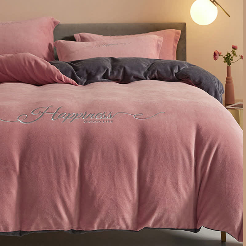 Happiness Embroidered Plush Bedding Set(4PCS) - image 23