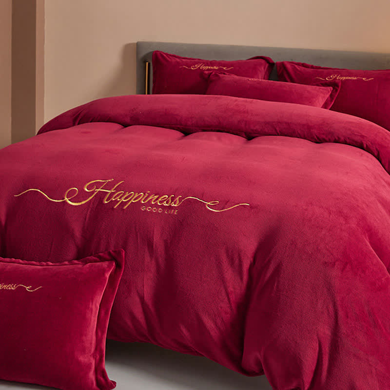 Happiness Embroidered Plush Bedding Set(4PCS) - image 8