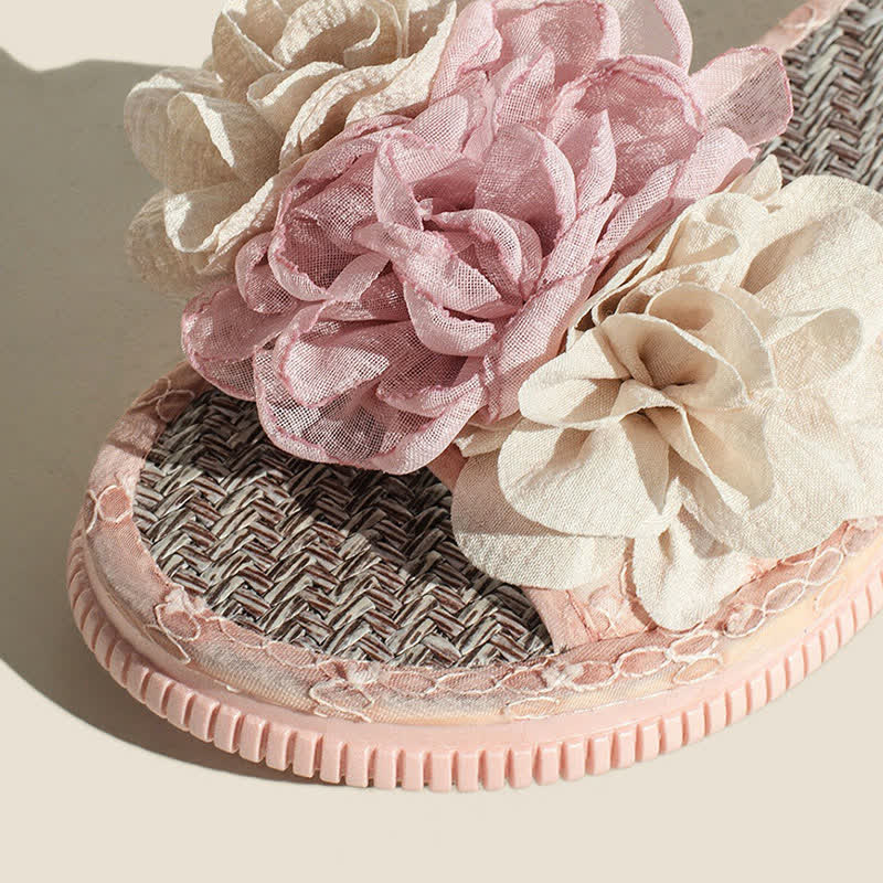 Chiffon Floral Linen House Slippers - image 4