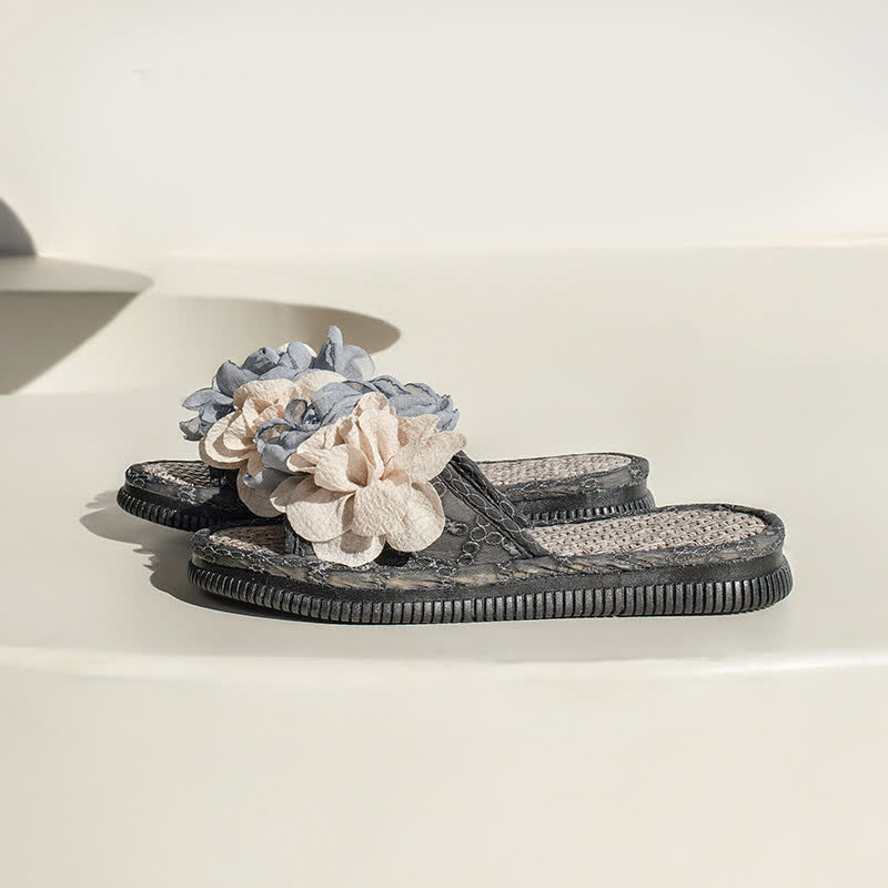 Chiffon Floral Linen House Slippers - image 9