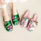 Retro Floral Embroidered Plush House Slippers - image 0