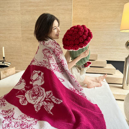 Rose Bouquet Pillow Blanket 2-in-1 - Red - Flower 8"W x 23"L + Blanket 47"W x 63"L - image 4