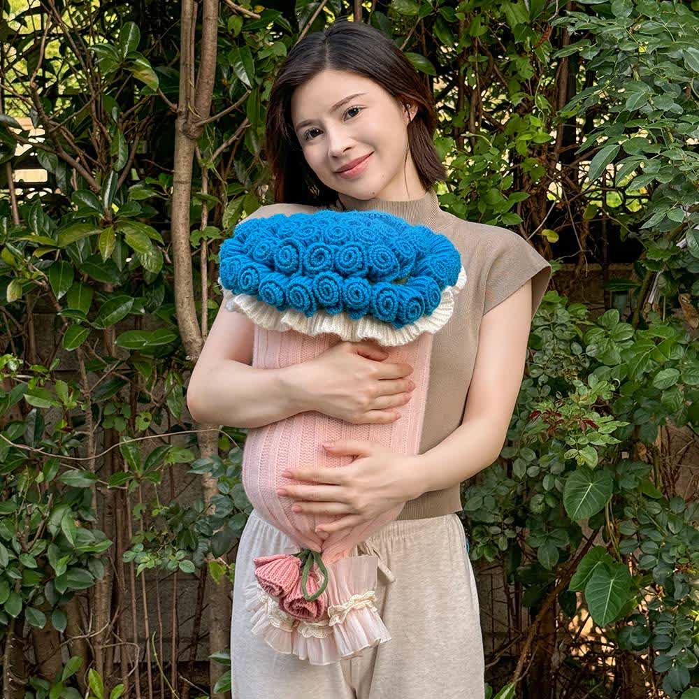 Rose Bouquet Pillow Blanket 2-in-1 - Blue - Flower 8"W x 23"L + Blanket 47"W x 63"L - image 8