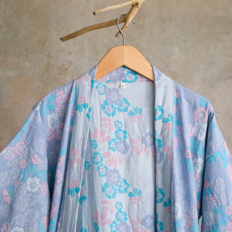 Charming Floral Cotton Gauze Kimono Robe - image 3