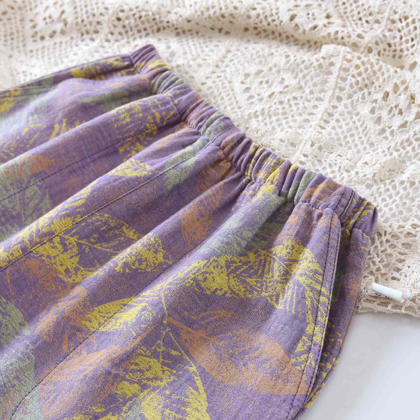 Oriental Style Leaf Pure Cotton Pajama Set - image 7