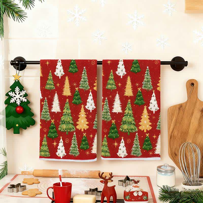 Ownkoti Christmas Tree Absorbent Multi-use Towel - B - 4PCS - image 4