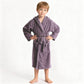 Solid Hooded Cotton Child Bathrobe - Purple - L - image 6