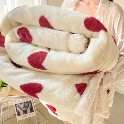 Heart Pattern Plush Fleece Throw Blanket - 79"W x 90"L - image 0