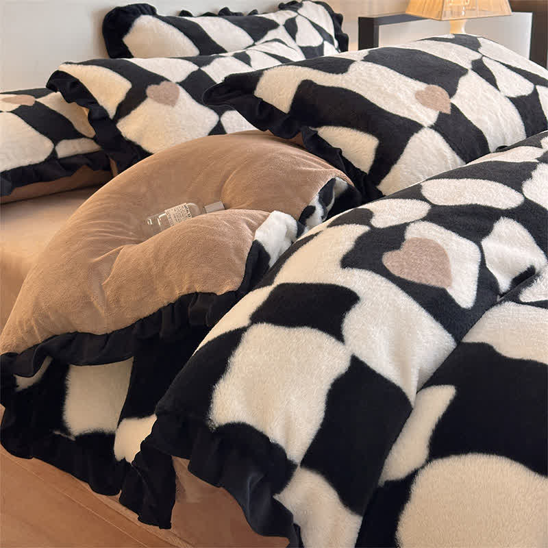 Romantic Plush Velvet 4-Piece Duvet Cover Set - Black - King - image 8