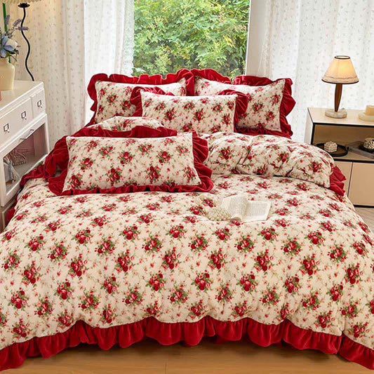 Romantic Vintage Rose Floral Velvet Bedding - image 1