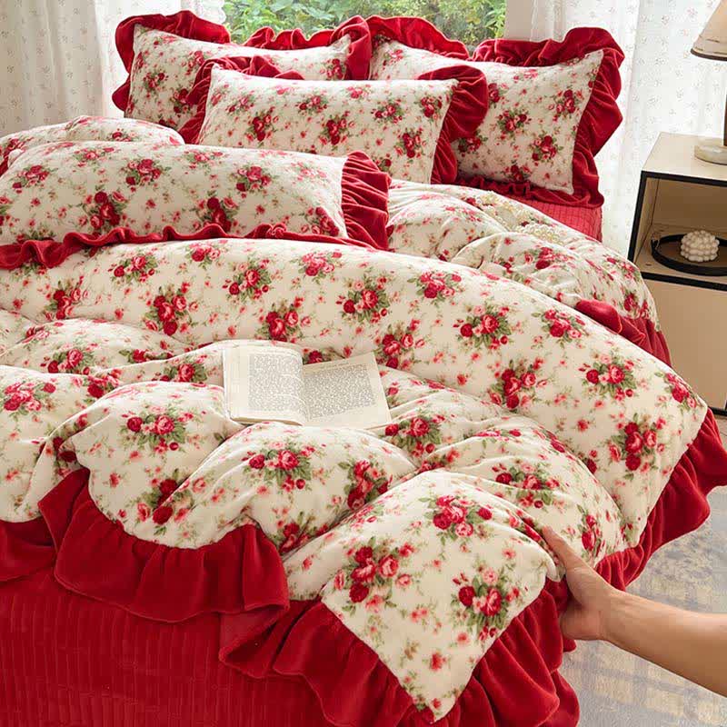 Romantic Vintage Rose Floral Velvet Bedding - image 3