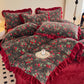 Ownkoti Vintage Rose Floral Velvet Ruffle Bedding - image 4