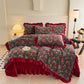 Vintage Rose Floral Velvet Ruffle Bedding - image 1