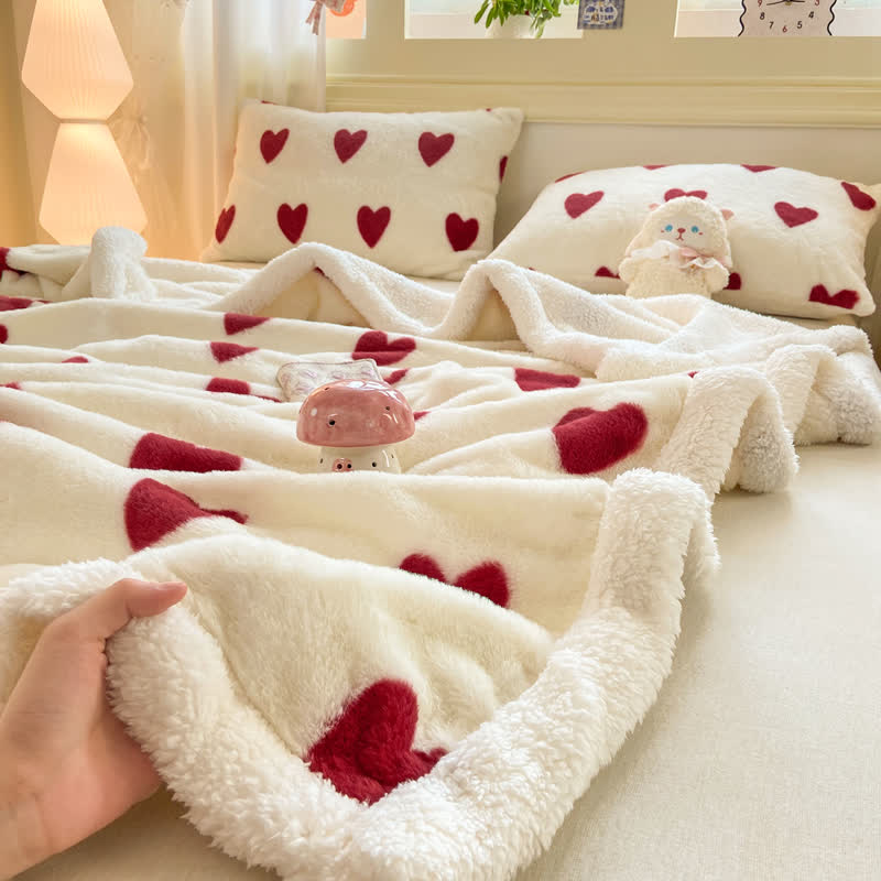 Heart Pattern Plush Fleece Throw Blanket - image 7