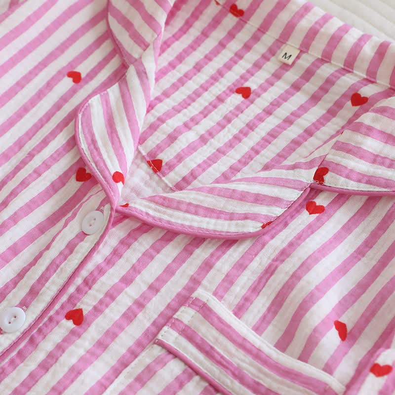 Stripe Heart Cotton Gauze Pajama Set - image 9