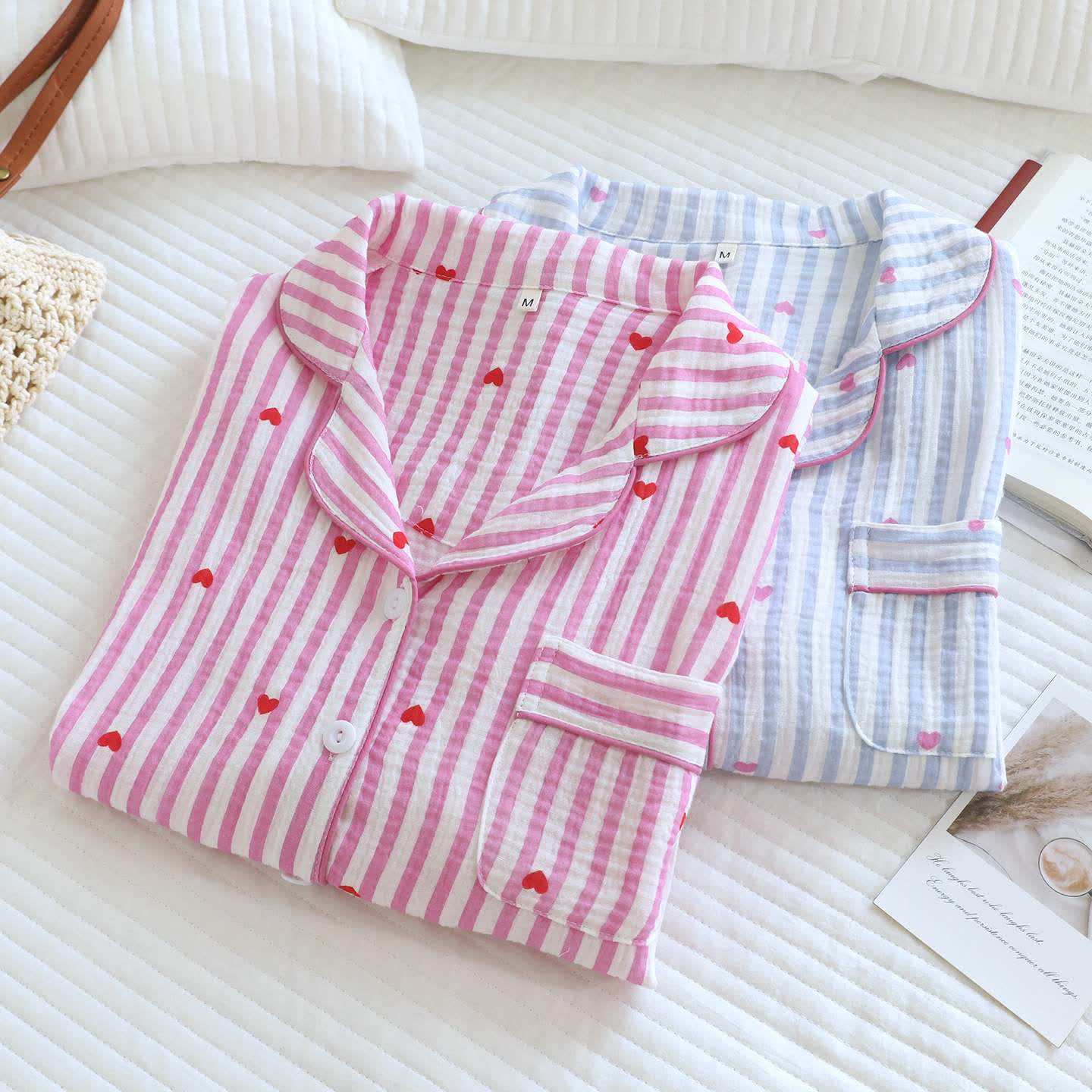 Stripe Heart Cotton Gauze Pajama Set - image 2