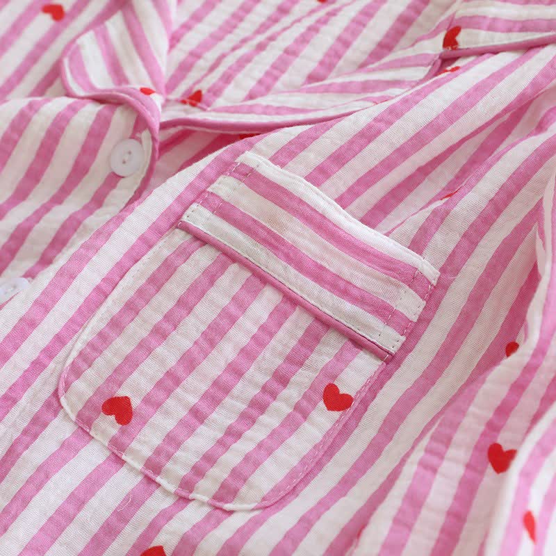 Stripe Heart Cotton Gauze Pajama Set - image 11