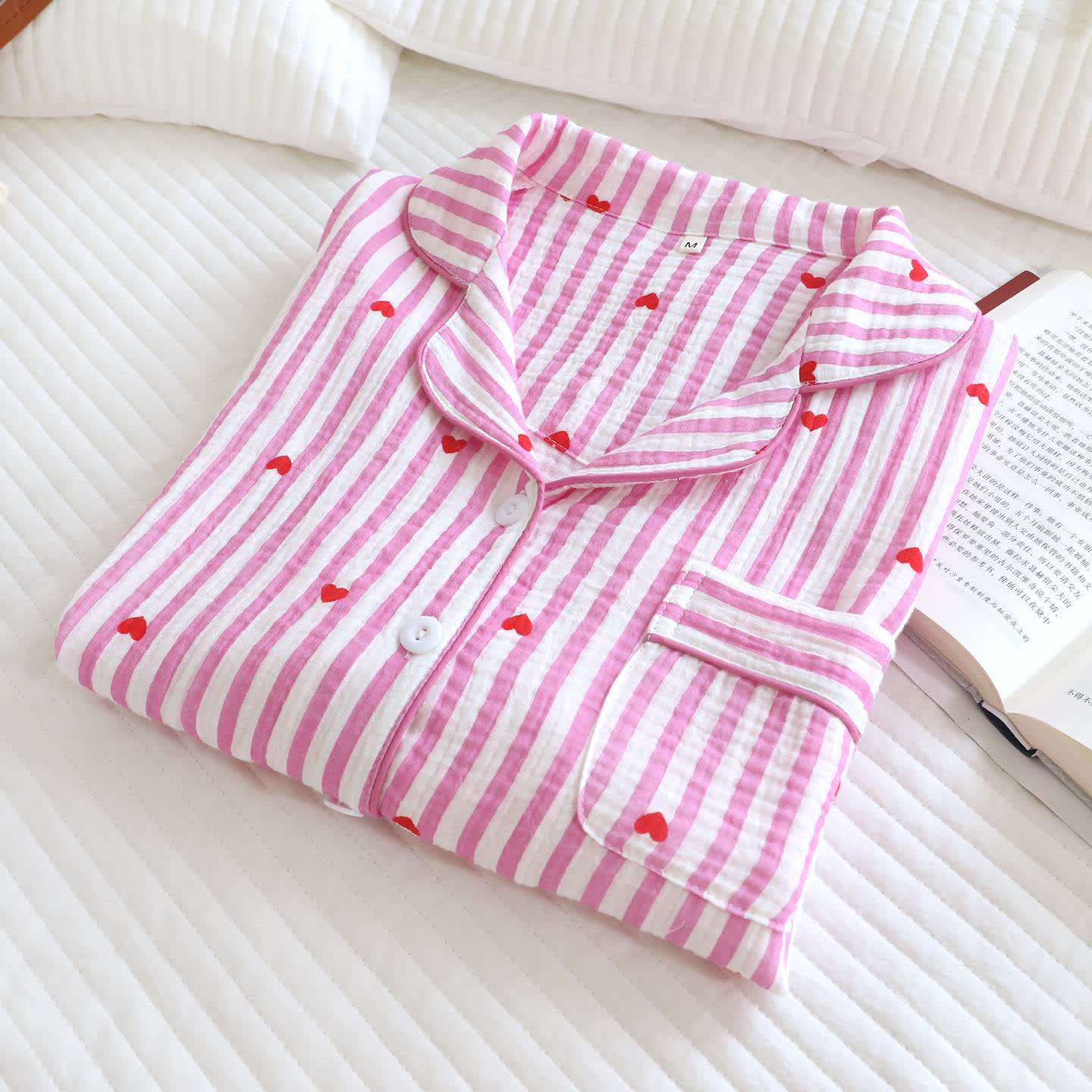 Stripe Heart Cotton Gauze Pajama Set - image 7