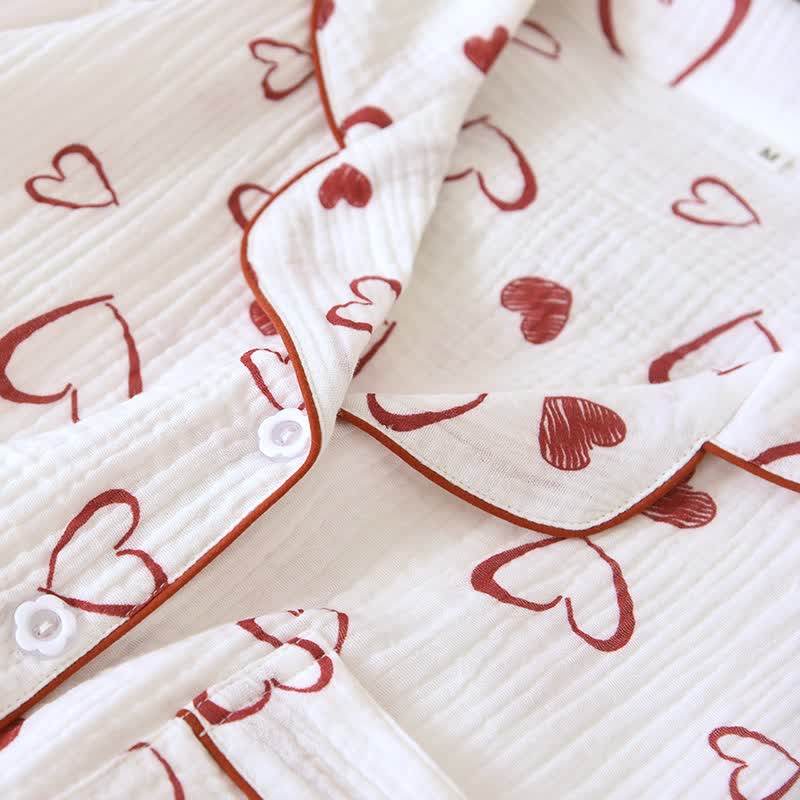 Heart Doodle Cotton Gauze Pajama Set - image 5