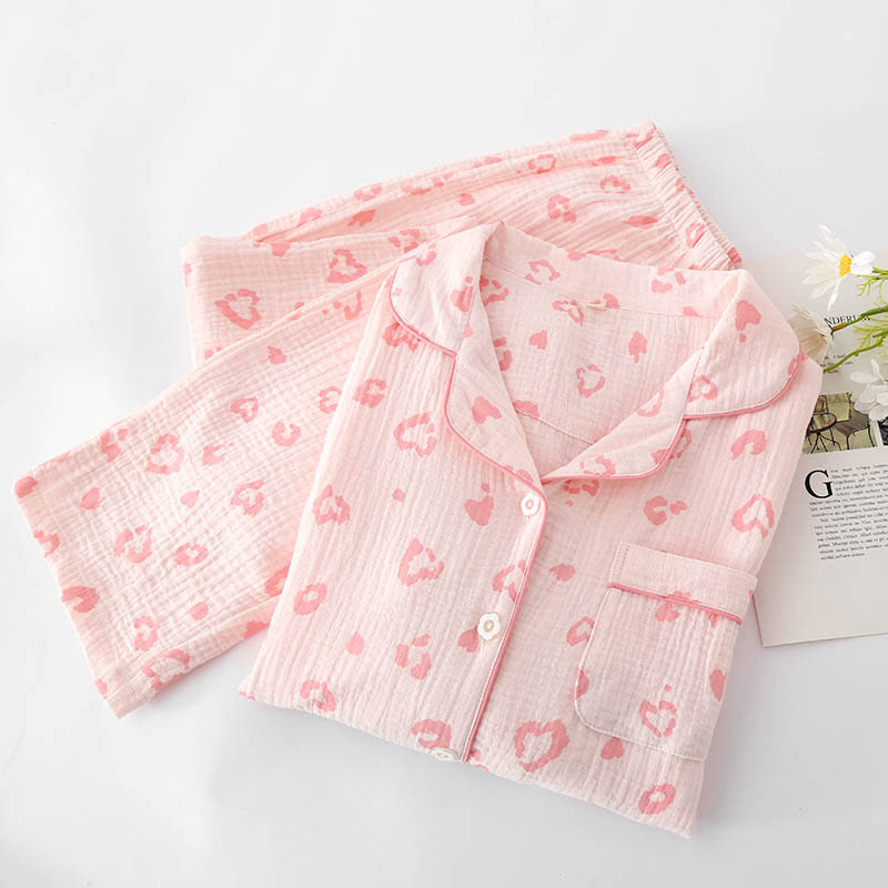 Heart Leopard Print Cotton Pajama Set - image 1