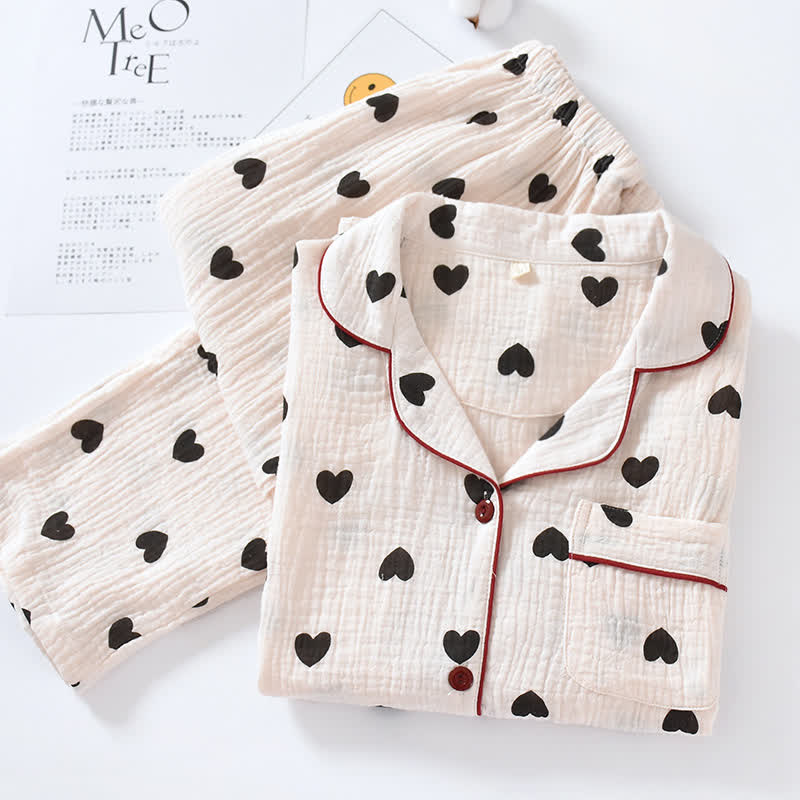 Black Heart Pure Cotton Pajama Set - image 2